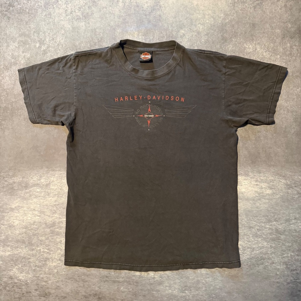 Vtg Harley Davidson Walters Brothers Peoria IL Tee Men L Black So Many Roads
